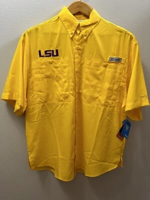 LSU TIGERS Columbia PFG Omni Shade 通风钓鱼衬衫全新男式 S 码小号 — 第 1/4 张图片