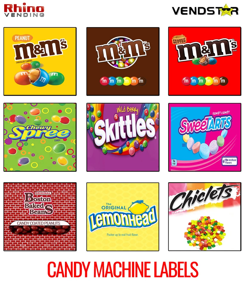 (9) CANDY VENDING MACHINE STICKERS LABELS - SIXLETS - 2.5" x 2.5" - Image 1 of 1