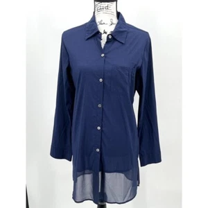 Camicetta tunica donna Tommy Bahama taglia media blu camicia fidanzato orlo trasparente - Foto 1 di 6