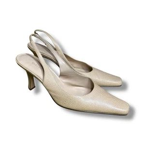 Karen Scott Tan Leather Pointed Toe Slingback Pumps Size 9.5 M - “Annalise” - Picture 1 of 24
