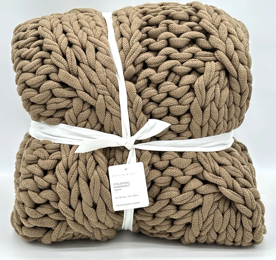 Pottery Barn~ Colossal Handknit Throw~Bronze~NEW - Image 1 of 1