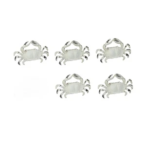Set of 5 Distressed Finish Coastal White Cast Iron Crab Drawer Pulls - Picture 1 of 5