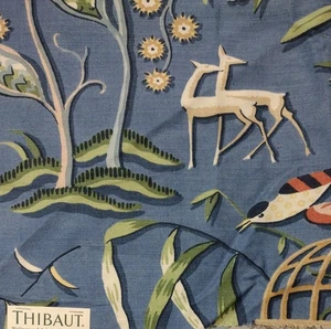 Thibaut Serendipity Collection Plants Animals Providence Blue Fabric Sample 25" - Picture 1 of 2