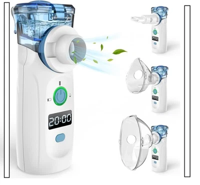 ‎NIGECUE Inhalationsgerät Tragbar mit Mundstück und 2 Maske USB Wiederaufladbar (Weiss)