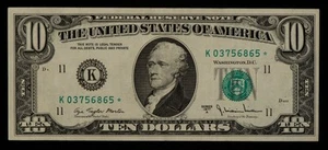 FR 2024-K* $10 1977 A Federal Reserve Note US - Star Note - VF - SKU-CA1388 - Picture 1 of 2