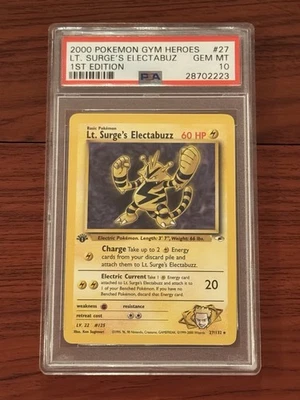 2000 Pokemon Gym Heroes 1st Edition Lt. Surge’s Electabuzz #27 Non-Holo PSA 10 - Image 1 of 2
