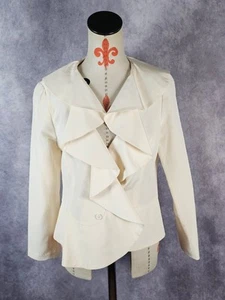 Chaqueta Blazer De Colección Neiman Marcus 100% Seda Para Mujer 10 Forrada con Volantes LEER - Imagen 1 de 11