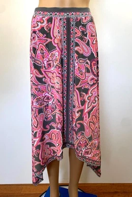 Falda INC Mujer P/M Petite M Rosa Gris Naranja Paisley Tachonada Dobladillo Asimétrico Foto 1 de 4