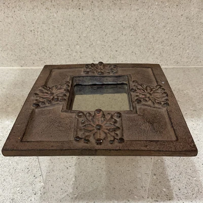 Kohl's Vintage Wall Mirror Square Rust Brown Embossed Resin Decor Accent 6" - Image 1 of 4