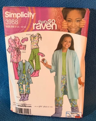 Simplicity Pattern Girls Plus Pant Robe Booties Top Sz 8.5 to 16.5 3988 MAP - Image 1 of 4