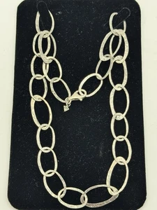SILPADA 925 Stylized Paperclip-Oval Link Necklace Hammered Texture 19" - Picture 1 of 12