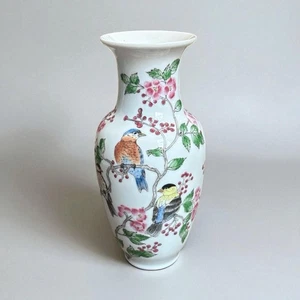 Vintage Chinese Porcelain Birds On Trees and Flowers Vase 10”H - Picture 1 of 7