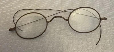 Monturas de gafas con borde de alambre de acero antiguo 19C primitivas abuela ovaladas Foto 1 de 4