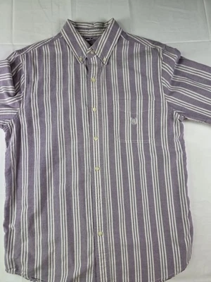 Camisa manga larga con botones a rayas lavanda talla mediana CHAPS para hombre Foto 1 de 4