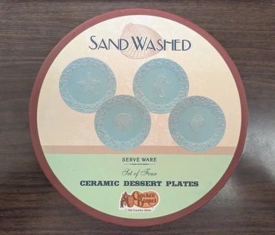 Cracker Barrel SAND WASHED - SEASHELL 8" Salad Dessert Plate Aqua Marine Life - Image 1 of 2