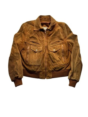 Vintage Bermans Brown Suede Bomber Jacket Size 46 #7990 - Imagem 1 de 4