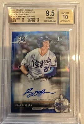 2017 Bowman Chrome Blue Ref Ryan O'Hearn Autograph 119/150 BGS 9.5 w/10 Auto - Image 1 of 2