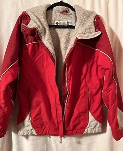 Columbia Jacket Women’s Size M Red Full Zip Jacket/Coat Hooded Outdoor Wear - Picture 1 of 5