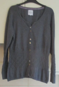 Unusual Long Cardigan, Mistral, Charcoal, L, Long Slvs, Cable/Rib Detailing - Picture 1 of 3