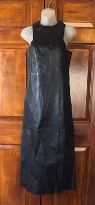 Massimo Dutti Stunning Sleeveless Long Black Leather Midi Dress  BNWT $499 XS - Image 1 of 4