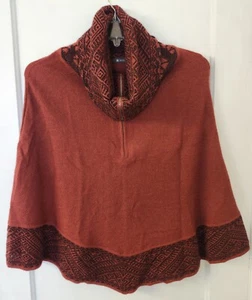Women's Poncho 1/2 Zip Red Black Peru By Sol - Picture 1 of 5