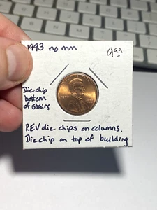 1993 P United States 1 Cent Error Coin - Die Chips - Picture 1 of 2