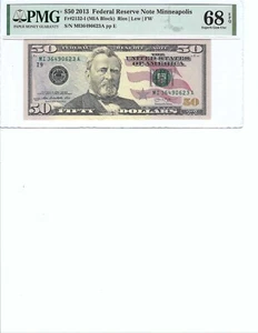 2013 $50 FRN FR2132I PMG 68 EPQ, Minneapolis!!! S/N I36490623!!! - Picture 1 of 2