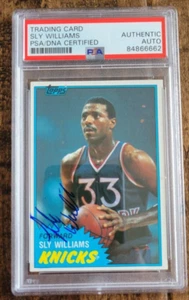 1981-82 TOPPS SIGNED ROOKIE CARD SLY WILLIAMS KNICKS HAWKS CELTICS 88E PSA DNA - Picture 1 of 1