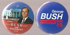 George Bush 1988 para presidente botones pin-up políticos - 2 diferentes - Imagen 1 de 2