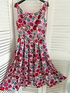 LINDY BOP 'LANA' UK 8 Superb Pink Satin Spanish Rose 50s Retro Vntge Party Dress - Picture 1 of 9