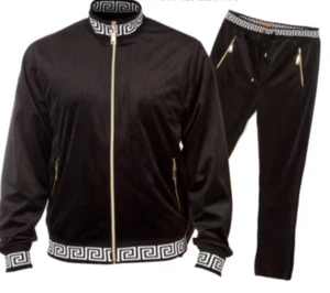 Juego de Jogger Prestige JGS-120 Cremallera Completa Terciopelo Negro/Blanco - Imagen 1 de 8