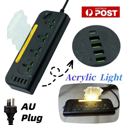 Power Board Socket USB Charging Surge Protector Acrylic Night Light Adapter AU  - Image 1 of 4