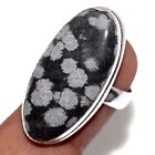 925 Silver Plated-snowflake Obsidian Ethnic Handmade Ring Jewelry Us Size-6.5 S5