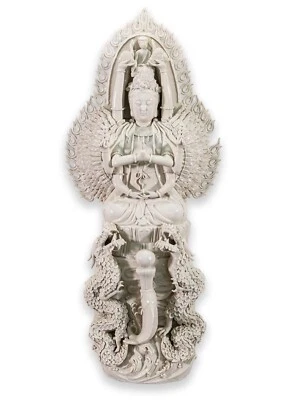 Estátua de porcelana vintage asiática Guanyin Bodhisattva de mil braços Guan Yin Buda - Imagem 1 de 4