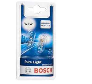 Bosch W5W Pure Light Car Light Bulbs 12 V 5 W W2,1x9,5d - 2 Bulbs FREE Delivery - Picture 1 of 12