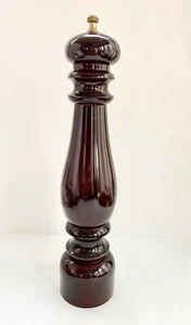 Vintage MCM Italy Pepper Mill 14" Tall Wood & Brass - Picture 1 of 3