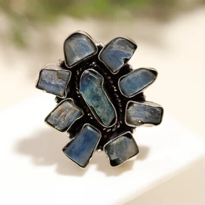 Natural Kyanite Raw Gemstone Ring 925 Sterling Silver Handcrafted Jewelry - Image 1 of 4