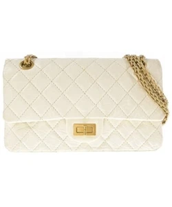 CHANEL Matelasse 2.55 Chain Shoulder Bags Leather White CC Logo 2200544076051 - Picture 1 of 14