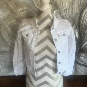 Levi's Classic White Denim Button Up Long Sleeve Jacket -Youth Size Medium 10-12 - Picture 1 of 14