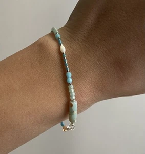 Shoushan Beaded Glass Seed Bead Rice Shell Bohemian Minimalist Bracelet For Her - Picture 1 of 4