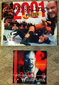 Rare 2001 WWF Poster Calendar  20" x 32" The Rock, Chyna, Triple H, Steve Austin - Picture 1 of 2