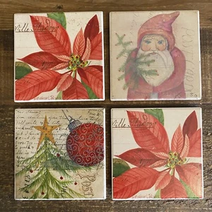 Christmas Highland Graphics Absorbent Stone 4 Coaster Set Winter Santa Ornament - Bild 1 von 2