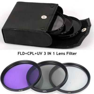 37-82mm UV+CPL+FLD 3 in 1 Lens Filter Set with Bag for Cannon Nikon Sony Pentax - Image 1 of 4