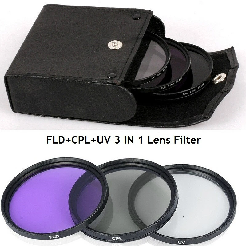 37-82mm UV+CPL+FLD 3 in 1 Lens Filter Set with Bag for Cannon Nikon Sony Pentax - Image 1 of 4