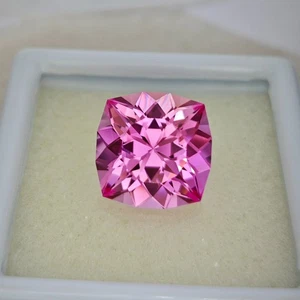 15 Ct Lab Grown Rose Pink Sapphire, 14 MM Cushion Cut Rose Sapphire - Picture 1 of 3
