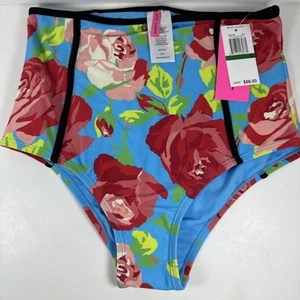 Betsey Johnson Women's High-Waisted Floral Swimwear Swim Bottom Size Large - Picture 1 of 9