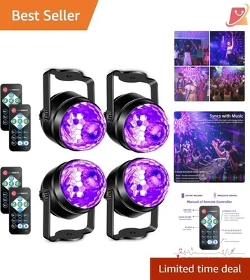 Paquete de fiesta con luz negra UV bola de discoteca LED sonido activado Halloween cumpleaños Foto 1 de 4