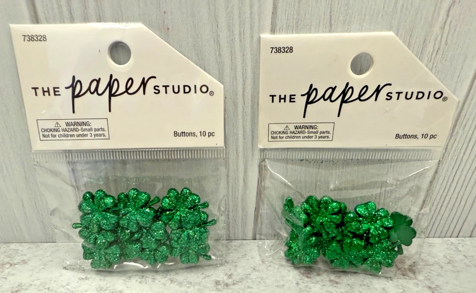 2 Pks The Paper Studio Shamrock Shank Buttons Sewing- 20 Total St. Patrick's Day - Image 1 of 2