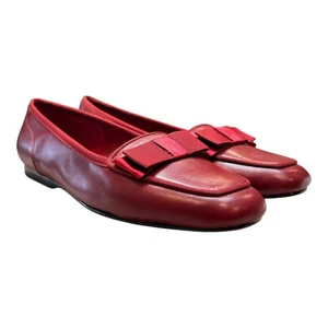 Enzo Angiolini Liberty Red Leather Ballet Flats Bow Detail Size 9 - Picture 1 of 11