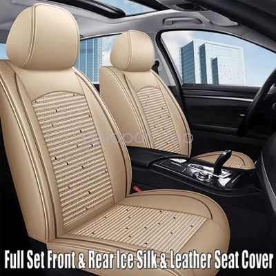 New For Mercedes-Benz Car Seat Cover 5-Seat Set Front&Rear Leather Cushion Beige Foto 1 de 4